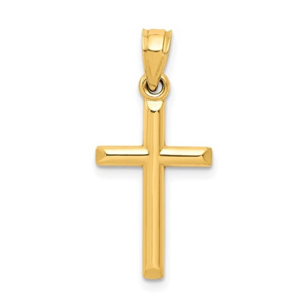 Solid 10K Yellow Gold Polished Cross Pendant Charm 1.05 inch